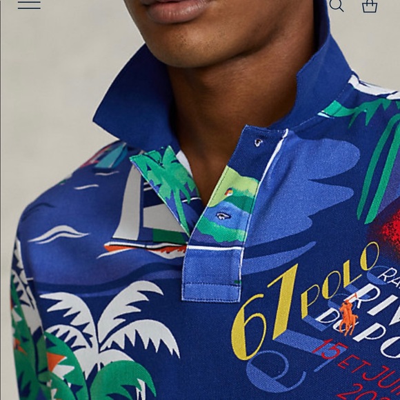 Classic Fit Riviera-Print Polo Shirt - Picture 2 of 5